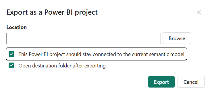 The export to PBIP process